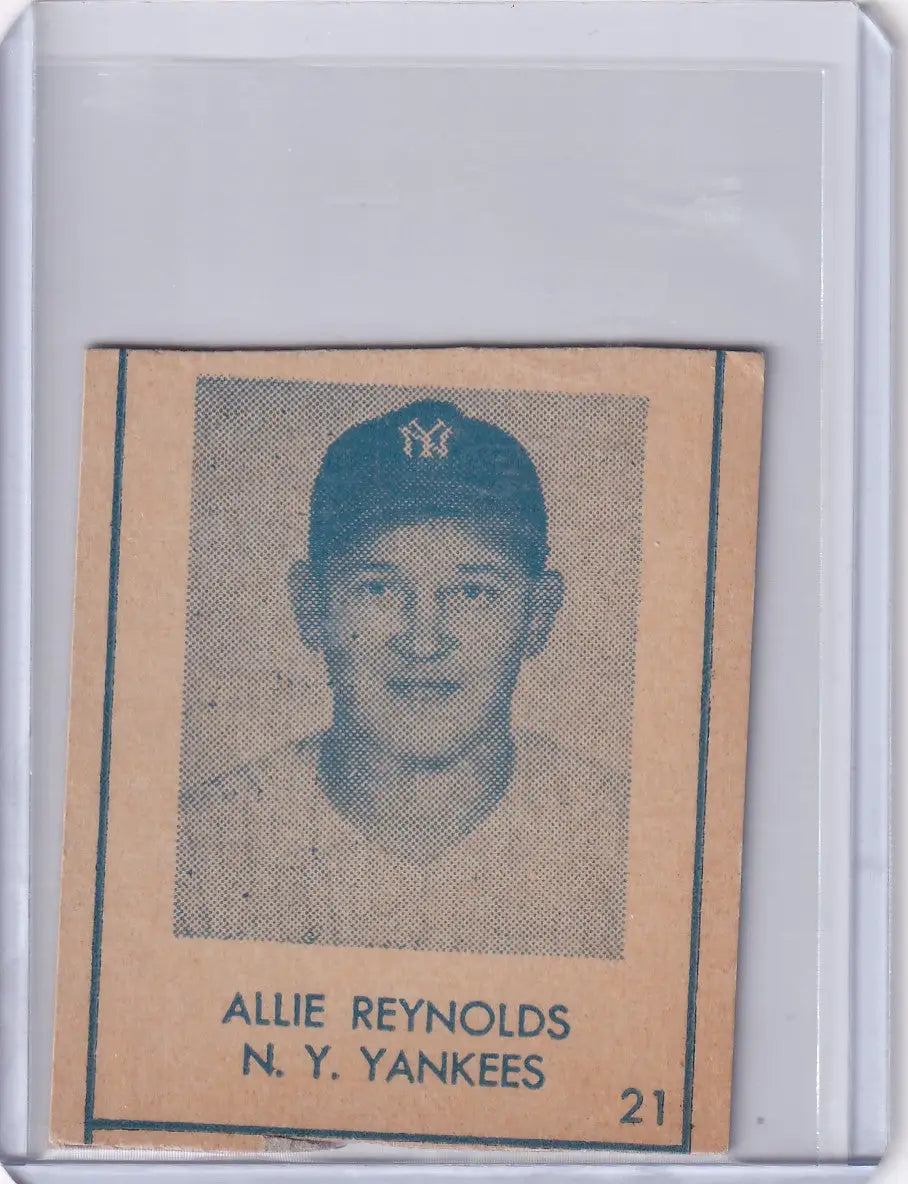 1948 R346 Blue Tint #21 Allie Reynolds baseball card from New York Yankees collection
