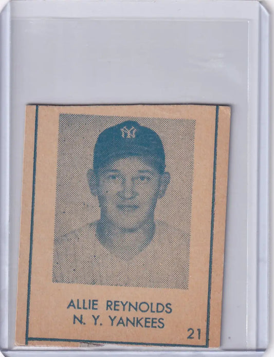 1948 R346 Blue Tint #21 Allie Reynolds baseball card from New York Yankees collection