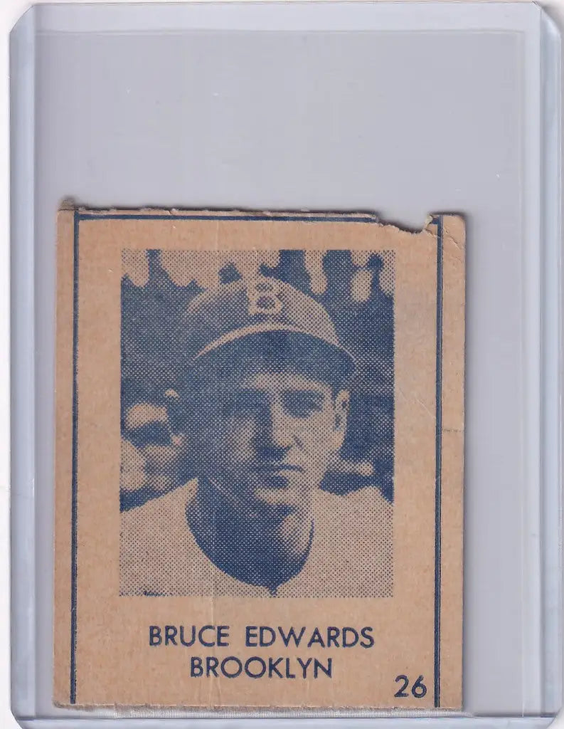 1948 R346 Blue Tint #26 Bruce Edwards Brooklyn Dodgers - Baseball Card Single