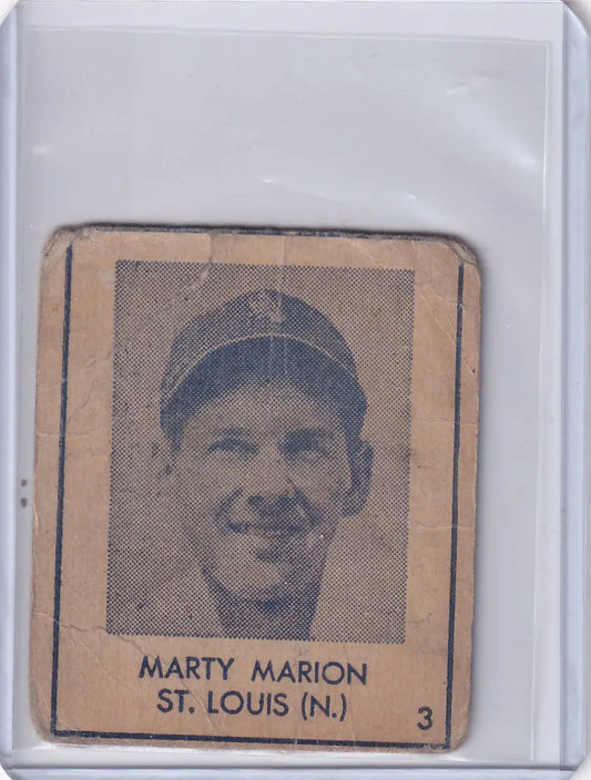 1948 R346 Blue Tint #3 Marty Marion - St Louis Cardinals - Baseball Card Single