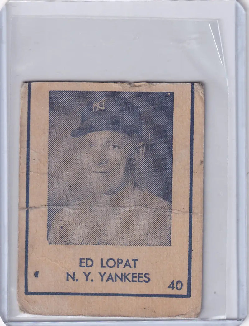 1948 R346 Blue Tint #40 Ed Lopat - New York Yankees - Baseball Card Single