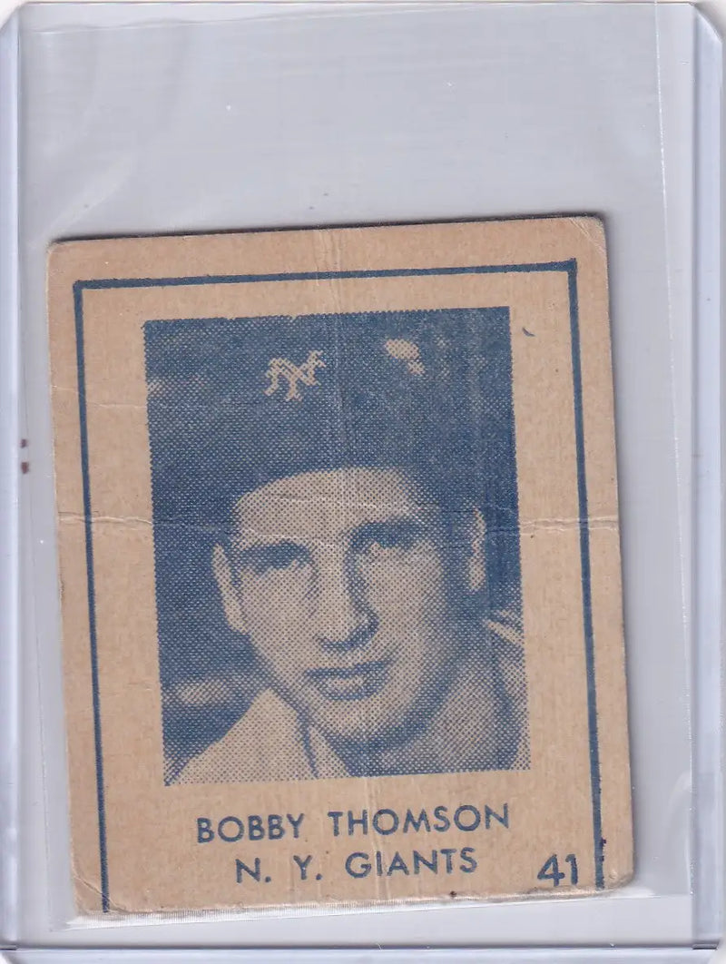 1948 R346 Blue Tint #41 Bobby Thomson - New York Giants - Baseball Card Single