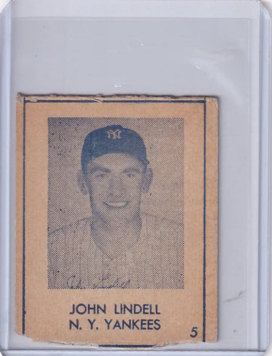 Vintage 1948 R346 Blue Tint #5 John Lindell New York Yankees baseball card展示