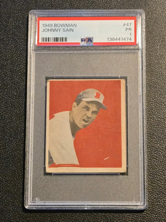 1949 Bowman #47 Johnny Sain PSA 1 - Baseball Card Single