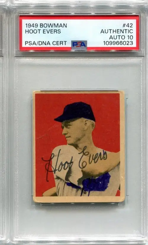1949 BOWMAN Walter Hoot Evers #42 SIGNED PSA DNA MINT 10 Auto Detroit Tigers - Baseball Card Single