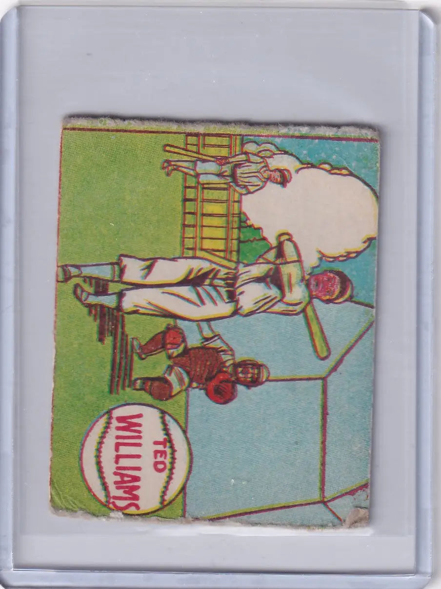 Vintage Ted Williams baseball card from 1949 Boston Red Sox collectible display