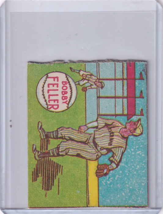 Vintage Bob Feller baseball card from 1949 R302-02 Cleveland Indians collection