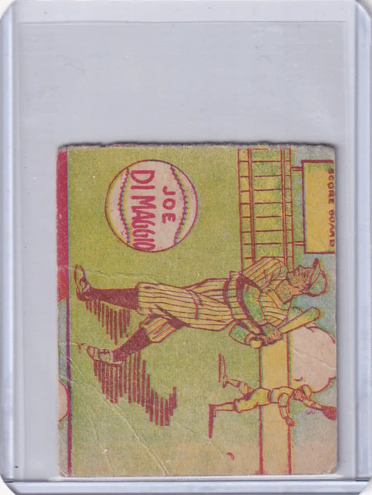 Vintage Joe DiMaggio baseball card featuring 1949 R302-02 M.P. & Co #105 New York Yankees
