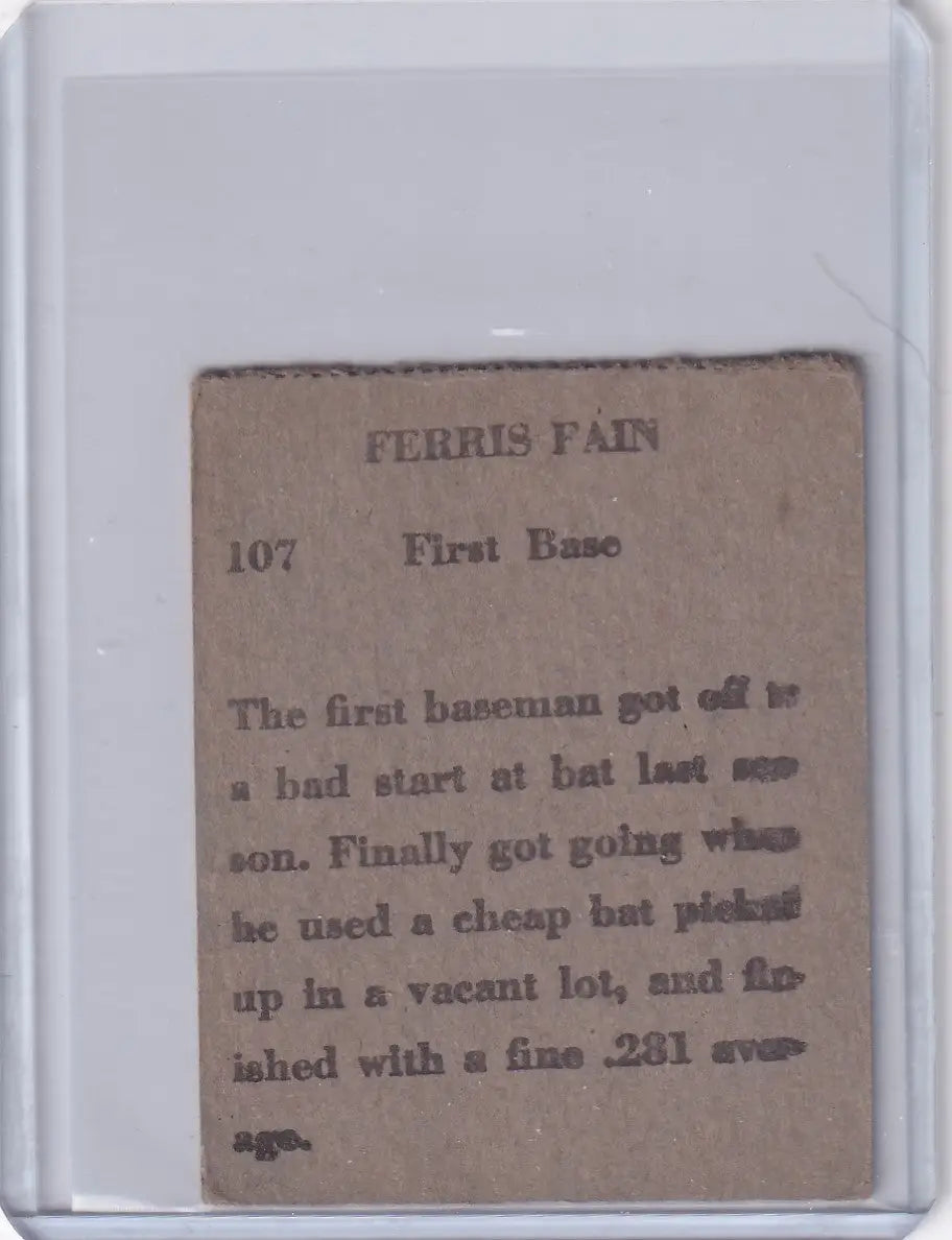 Ferris Fain baseball card from 1949 R302-02 Philadelphia Athletics collection