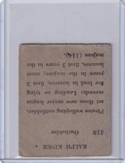 Vintage baseball card of Ralph Kiner from Pittsburgh Pirates R302-02 series