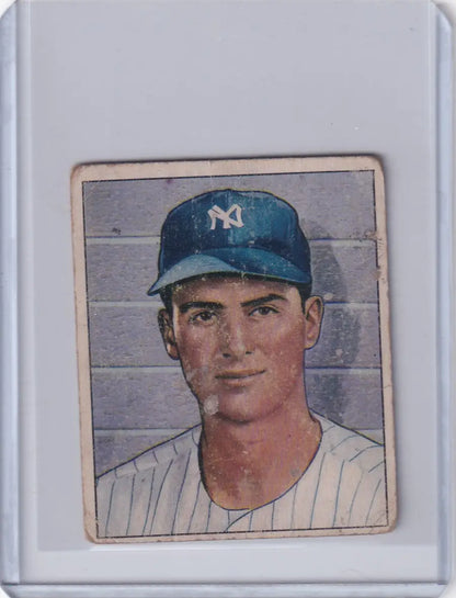 Vintage 1950 Bowman Baseball card of Jerry Coleman in New York Yankees uniform