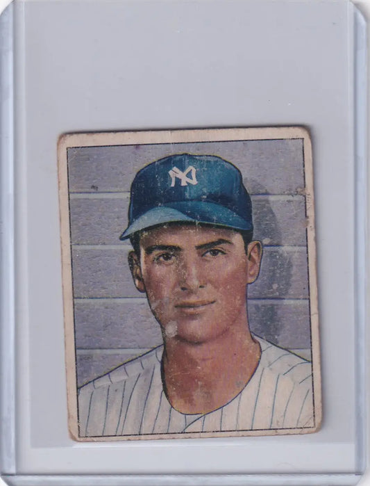 Vintage 1950 Bowman Baseball card of Jerry Coleman in New York Yankees uniform