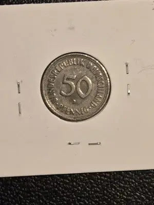 1950-D Germany 50 Pfennig Bundesrepublik Deutschland Kneeling Woman VF Coin - Coins & Currency