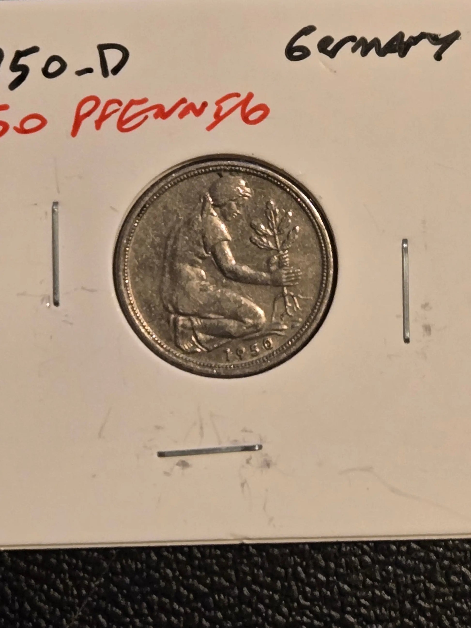 1950-D Germany 50 Pfennig Bundesrepublik Deutschland Kneeling Woman VF Coin - Coins & Currency