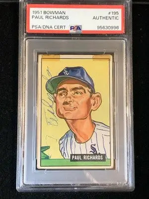 1951 Bowman 195 Paul Richards Signed PSA/DNA AUTO Authentic White Sox Waxahachie - Baseball Card Single