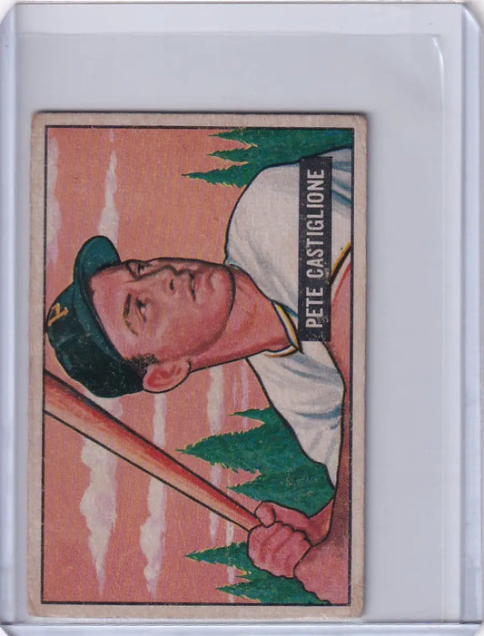 Vintage Pete Castiglione Bowman Baseball card featuring the Pittsburgh Pirates