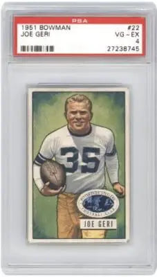 Vintage 1951 Bowman Joe Geri football trading card graded PSA 4