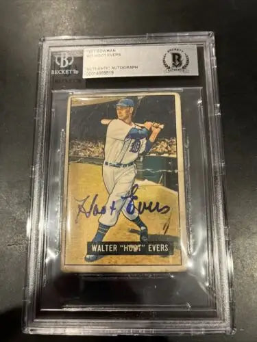 Graded Bowman Walter Hoot Evers signed baseball card from 1951 Detroit Tigers