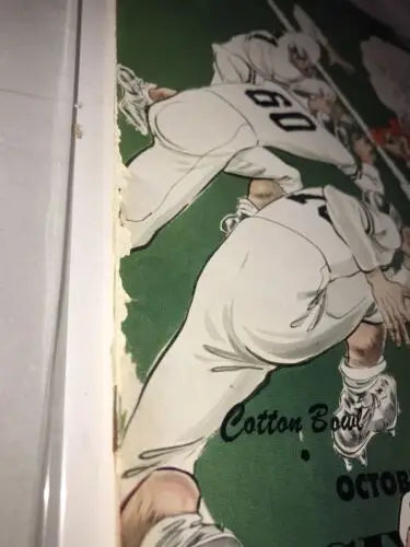 Vintage football poster of 1951 Rice University Owls vs SMU Mustangs for football cards