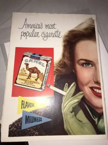 Vintage Camel cigarette advertisement featured in 1951 Rice University Owls football cards
