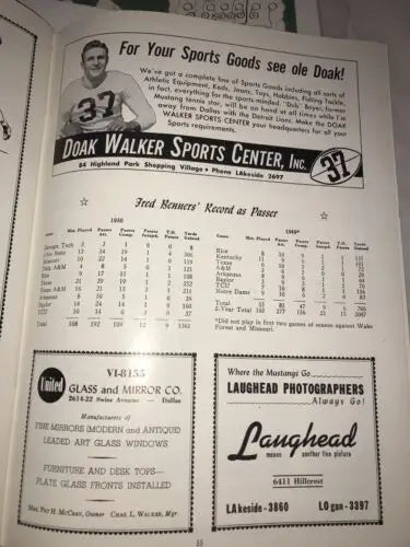 Vintage advertisement for 1951 Cotton Bowl Football Program featuring Univ Arkansas Razorbacks