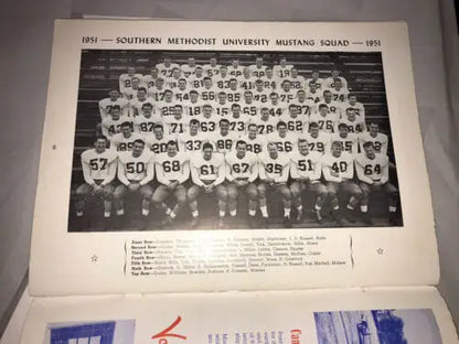 1951 Southern Methodist University Mustang Squad in Cotton Bowl Football Program image