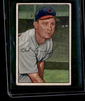 Vintage baseball card of Bob Lemon from the Cleveland Indians 1952 Bowman series