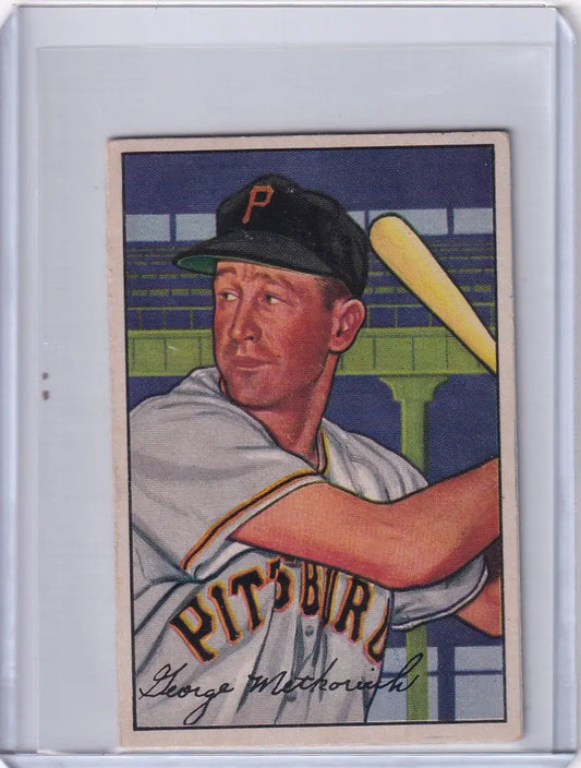 Vintage 1952 Bowman Baseball card featuring George Metkovich of the Pittsburgh Pirates