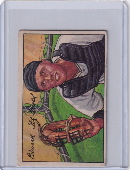 Vintage 1952 Bowman Baseball card of Ed Fitzgerald - Pittsburgh Pirates memorabilia