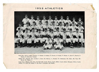 1952 Philadelphia Athletics 7x10 team photo showcasing classic baseball history