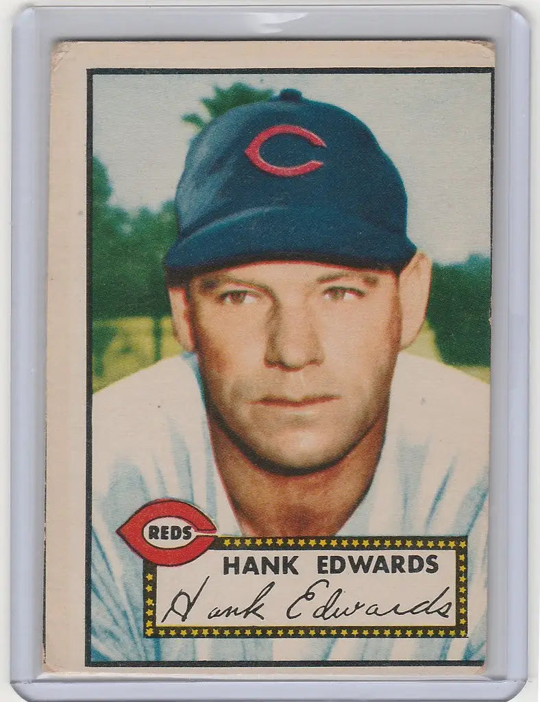 1952 Topps Hank Edwards Cincinnati Reds baseball card depicting Edwards Cincinnati Reds player