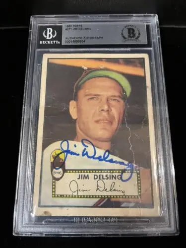 Graded Jim Delsing baseball card with autograph from Detroit Tigers Jim Delsing