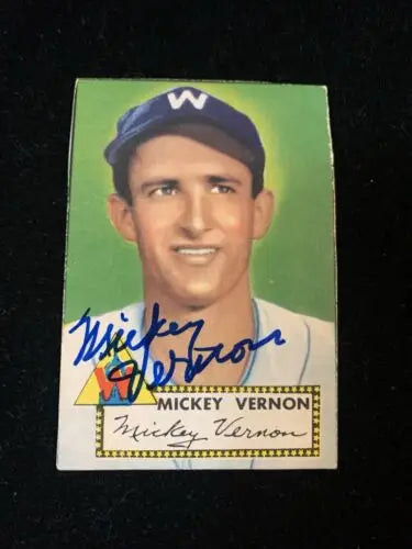 Topps Mickey Vernon low grade signed baseball card auto JSA Senators 1952