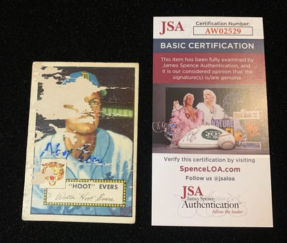 Damaged Topps Walter Hoot Evers signed baseball card with JSA authentication