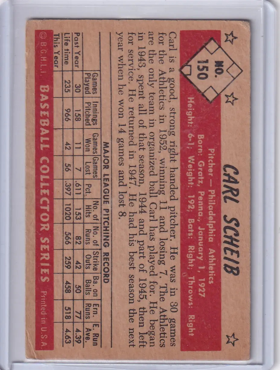 1953 Bowman Color #150 Carl Scheib - Philadelphia Athletics