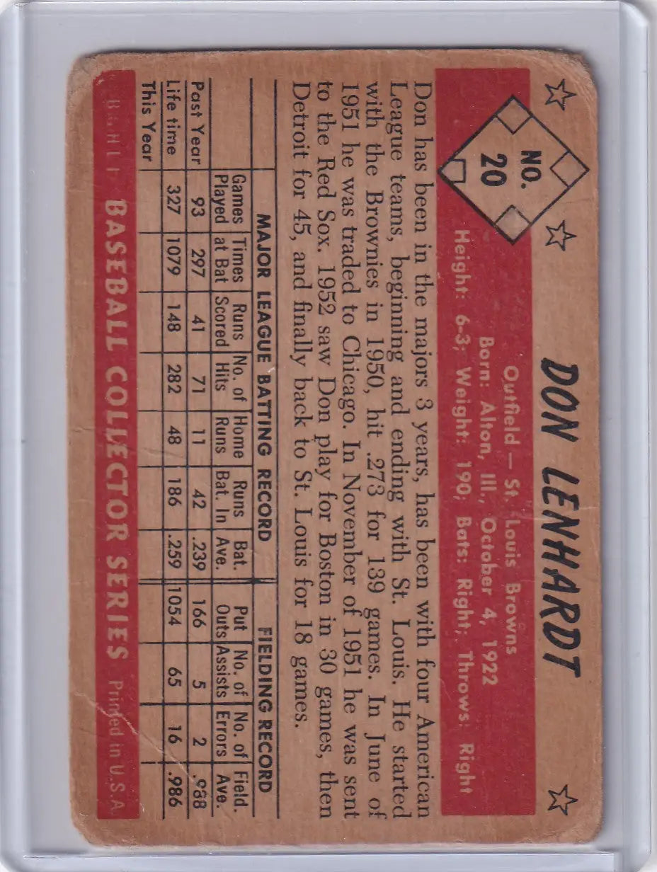 1953 Bowman Color #20 Don Lenhardt - St. Louis Browns