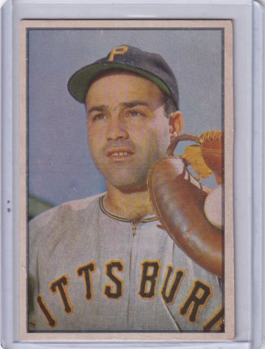 Vintage baseball card of Joe Garagiola from Bowman Color Pittsburgh Pirates 1953