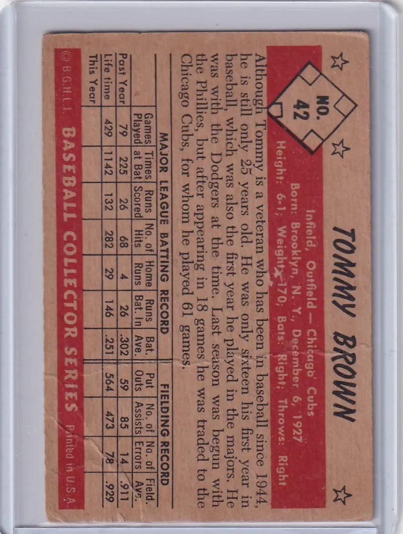 1953 Bowman Color #42 Tommy Brown - Chicago Cubs