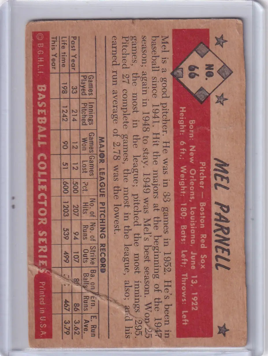 1953 Bowman Color #66 Mel Parnell - Boston Red Sox