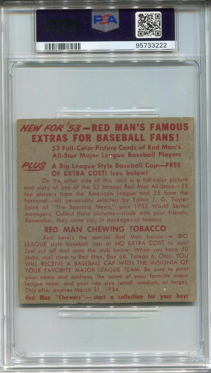1953 Red Man #24 Al Rosen Signed without Tab PSA DNA 10 Auto - Baseball Card Single