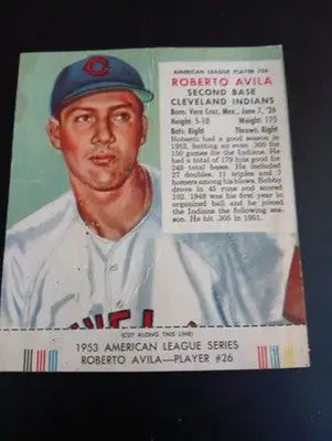 1953 Red Man Tobacco - AL. Roberto ’Bobby’ Avila #26. Cleveland Indians. VG - Baseball Card Single