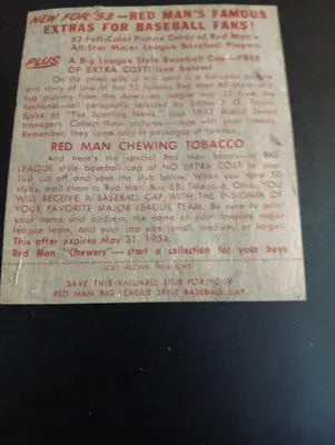 1953 Red Man Tobacco - AL. Roberto ’Bobby’ Avila #26. Cleveland Indians. VG - Baseball Card Single