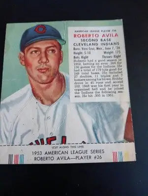 1953 Red Man Tobacco - AL. Roberto ’Bobby’ Avila #26. Cleveland Indians. VG - Baseball Card Single