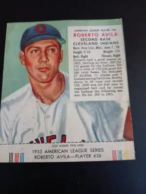 1953 Red Man Tobacco - AL. Roberto ’Bobby’ Avila #26. Cleveland Indians. VG - Baseball Card Single