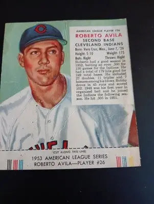1953 Red Man Tobacco - AL. Roberto ’Bobby’ Avila #26. Cleveland Indians. VG - Baseball Card Single