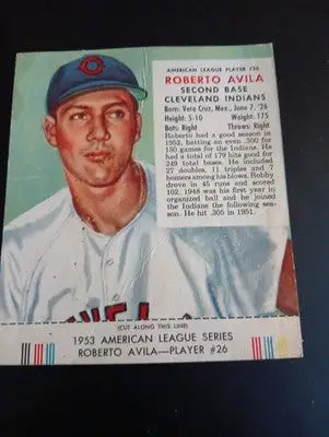 1953 Red Man Tobacco - AL. Roberto ’Bobby’ Avila #26. Cleveland Indians. VG - Baseball Card Single
