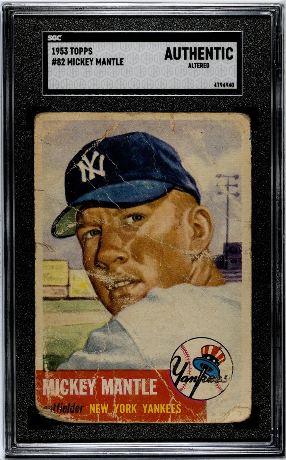 1953 Topps #82 Mickey Mantle SGC A - MLB HOFer and NEW YORK YANKEES LEGEND!! - Baseball Card Single