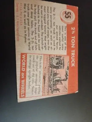 1953 Topps World On Wheels #55. U.S. Army 2 1/2 Ton Truck. VG+ - EX. - Non-Sports Card Single