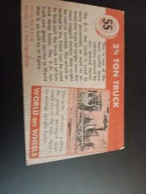 1953 Topps World On Wheels #55. U.S. Army 2 1/2 Ton Truck. VG+ - EX. - Non-Sports Card Single