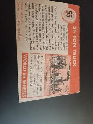 1953 Topps World On Wheels #55. U.S. Army 2 1/2 Ton Truck. VG+ - EX. - Non-Sports Card Single